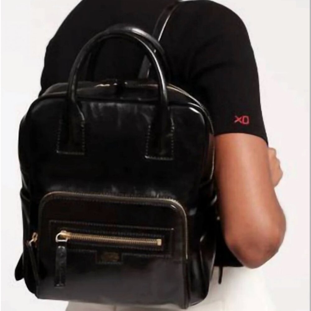 NWT Frances Valentine Small Casey Backpack GLazed Leather Black RARE - Picture 7 of 11